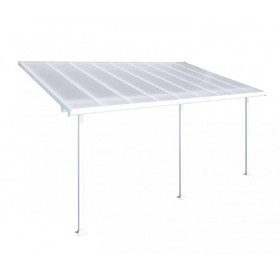 Pergola à adosser en aluminium blanc – 3 x 5 m – 16,1 m² - Toit en polycarbonate