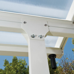 Pergola à adosser en aluminium blanc – 3 x 5 m – 16,1 m² - Toit en polycarbonate