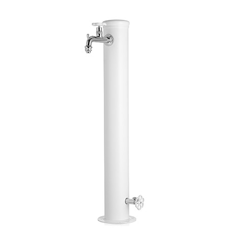 Fontaine de jardin Rimini avec 2 robinets rosace en acier – 16 x 30 x 85 - Blanc