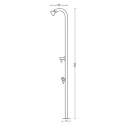 Douche de jardin en acier inoxydable – 13 x 33 x 205 cm