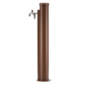 Fontaine de jardin Caronte en acier - robinet double sortie et tuyau d’arrosage 10 m – 17 x 27 x 94 cm - Rouille