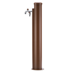 Fontaine de jardin Caronte en acier - robinet double sortie et tuyau d’arrosage 10 m – 17 x 27 x 94 cm - Rouille