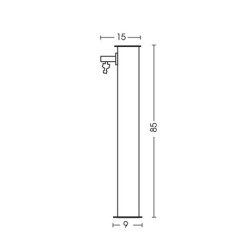 Fontaine de jardin Lauria en acier avec robinet double sortie et support tuyau – 9 x 15 x 85 cm - Vert