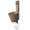 Fontaine murale Piretto en acier - 2 robinets, seau amovible et support tuyau – 23 x 27 x 42 cm - Taupe