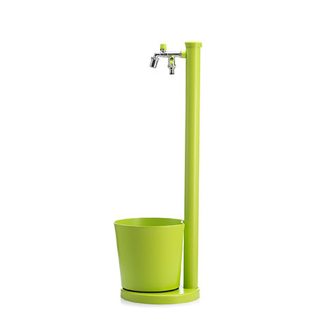 Fontaine de jardin Catane en acier avec robinet double sortie – 27 x 30 x 88 cm – Vert Anis