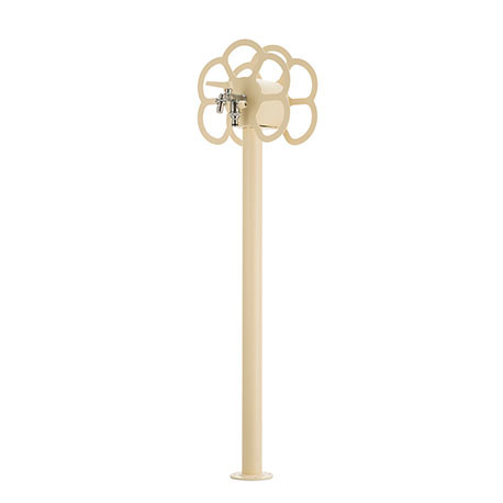 Fontaine de jardin Favara avec support tuyau et 2 robinets – 27 x 23 x 105 cm - Ivoire