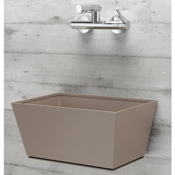 Fontaine de jardin murale Maucini en acier avec vasque et mitigeur – 45 x 29 x 21 cm - Taupe