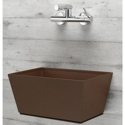 Fontaine de jardin murale Maucini en acier avec vasque et mitigeur – 45 x 29 x 21 cm - Rouille