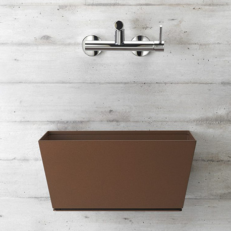 Fontaine de jardin murale Maucini en acier avec vasque et mitigeur – 45 x 29 x 21 cm - Rouille Fontaine de jardin murale Maucini en acier avec vasque et mitigeur – 45 x 29 x 21 cm - Rouille