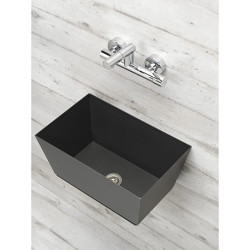 Fontaine de jardin murale Maucini en acier avec vasque et mitigeur – 45 x 29 x 21 cm - Anthracite