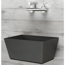 Fontaine de jardin murale Maucini en acier avec vasque et mitigeur – 45 x 29 x 21 cm - Anthracite