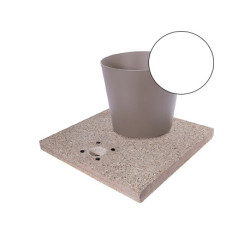 Socle en grain de ciment avec seau pour fontaines de jardin en acier – 40 x 40 x 5 cm - Blanc