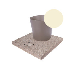 Socle en grain de ciment avec seau pour fontaines de jardin en acier – 40 x 40 x 5 cm - Ivoire
