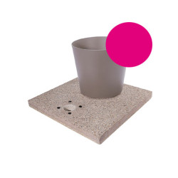 Socle en grain de ciment avec seau pour fontaines de jardin en acier – 40 x 40 x 5 cm - Rose