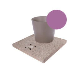 Socle en grain de ciment avec seau pour fontaines de jardin en acier – 40 x 40 x 5 cm - Violet