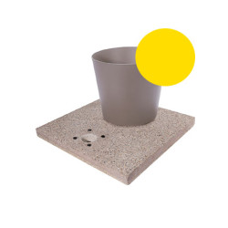 Socle en grain de ciment avec seau pour fontaines de jardin en acier – 40 x 40 x 5 cm – Jaune