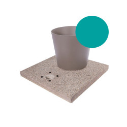Socle en grain de ciment avec seau pour fontaines de jardin en acier – 40 x 40 x 5 cm – Turquoise