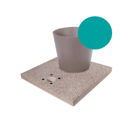 Socle en grain de ciment avec seau pour fontaines de jardin en acier – 40 x 40 x 5 cm – Turquoise