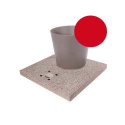 Socle en grain de ciment avec seau pour fontaines de jardin en acier – 40 x 40 x 5 cm – Rouge
