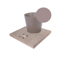 Socle en grain de ciment avec seau pour fontaines de jardin en acier – 40 x 40 x 5 cm – Taupe