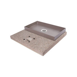 Socle de fontaine en ciment avec récipient pour galets – 40 x 40 x 5 cm -Vert 