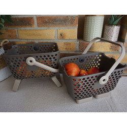 Lot de 2 paniers Kajo en polypropylène 4L – 24 x 20 x 15 cm – Taupe / Beige