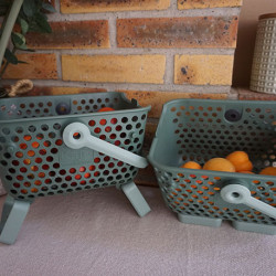 Lot de 2 paniers Kajo en polypropylène 4L – 24 x 20 x 15 cm – Vert Olive / Vert Amande
