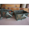 Lot de 2 paniers Kajo en polypropylène 4L – 24 x 20 x 15 cm – Vert Olive / Vert Amande