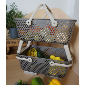 Lot de 2 paniers Kajo en polypropylène 15L – 48 x 29 x 20 cm – Taupe / Beige 