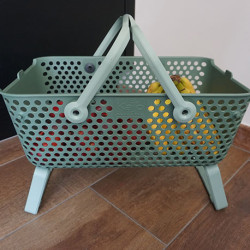 Lot de 2 paniers Kajo en polypropylène 15L – 48 x 29 x 20 cm – Vert Olive / Vert Amande