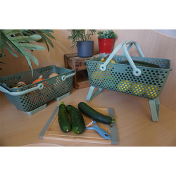 Lot de 2 paniers Kajo en polypropylène 15L – 48 x 29 x 20 cm – Vert Olive / Vert Amande