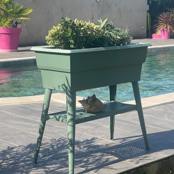 Jardinière Calipso Combi en polypropylène 40 L - Vert Olive/Vert Amande – 81 x 39 x 100 cm