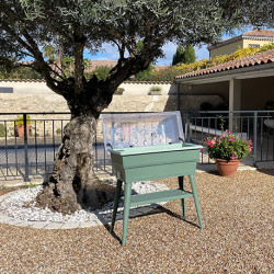 Jardinière Calipso Combi en polypropylène 40 L - Vert Olive/Vert Amande – 81 x 39 x 100 cm