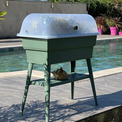 Jardinière Calipso Combi en polypropylène 40 L - Vert Olive/Vert Amande – 81 x 39 x 100 cm