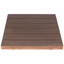 Dalle de terrasse en pierre reconstituée aspect bois 45 x 45 x 3,5 cm marron