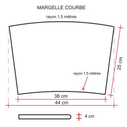 Margelle en pierre reconstituée plate courbe 38 x 25 x 4 cm gris clair