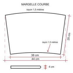 Margelle en pierre reconstituée plate courbe 38 x 25 x 4 cm ocre
