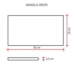 Margelle en pierre reconstituée plate droite 50 x 25 x 2,5 cm gris clair