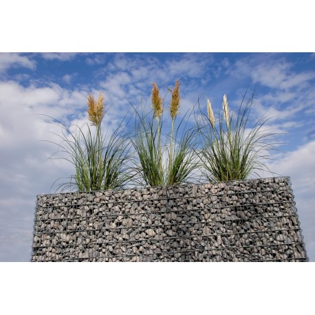 Jardinière en acier rectangulaire gabion 200 x 75 x 100 cm avec galets