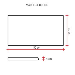 Margelle en pierre reconstituée plate droite 50 x 33 x 4 cm blanc