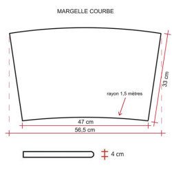 Margelle en pierre reconstituée plate courbe 47 x 33 x 4 cm blanc nuancé