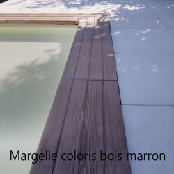 Margelle en pierre reconstituée droite aspect bois blanchi 50 x 29,5 x 3,5 cm