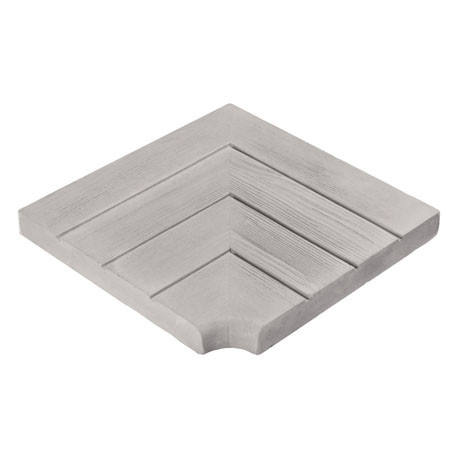 Margelle en pierre reconstituée aspect bois blanchi angle rentrant 33,5 x 33,5 x 3,5 cm