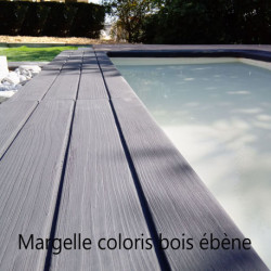 Margelle en pierre reconstituée aspect bois blanchi angle rentrant 33,5 x 33,5 x 3,5 cm