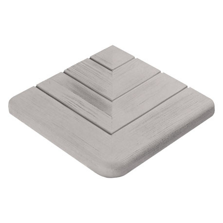 Margelle en pierre reconstituée angle sortant aspect bois blanchi 29,5 x 29,5 x 3,5 cm