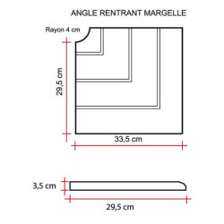 Margelle en pierre reconstituée angle rentrant aspect bois 33,5 x 33,5 x 3,5 cm graphite