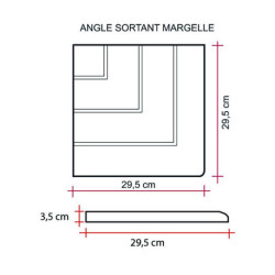 Margelle en pierre reconstituée angle sortant aspect bois 29,5 x 29,5 x 3,5 cm graphite