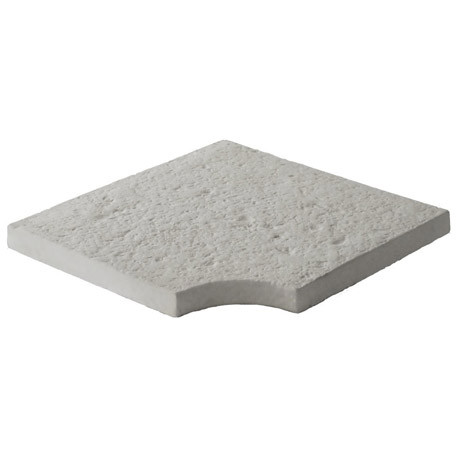 Margelle de piscine en pierre reconstituée bouchardée plate angle rentrant 40 x 40 x 4 cm blanc