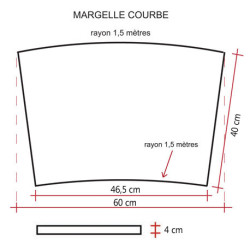 Margelle de piscine en pierre reconstituée bouchardée plate courbe 46,5 x 40 x 4 cm camel