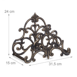 Support mural Vintage pour tuyau d’arrosage en fonte - 31,5 x 15 x 24 cm - Marron